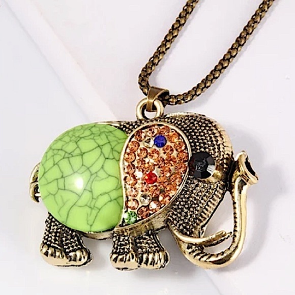 2 FOR $20 NEW VINTAGE ELEPHANT RHINESTONE NECKLACE - Picture 1 of 6